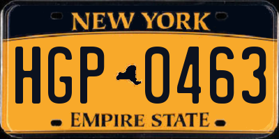 NY license plate HGP0463