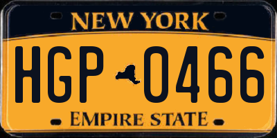 NY license plate HGP0466