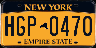 NY license plate HGP0470