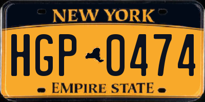 NY license plate HGP0474