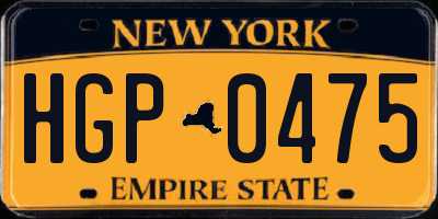 NY license plate HGP0475