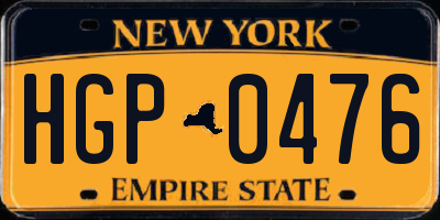 NY license plate HGP0476