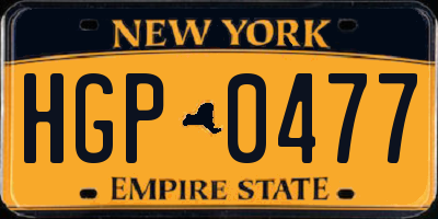 NY license plate HGP0477