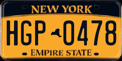 NY license plate HGP0478