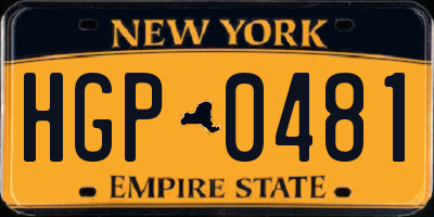 NY license plate HGP0481