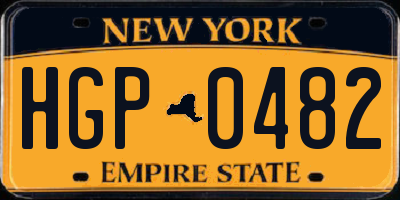 NY license plate HGP0482