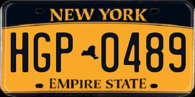 NY license plate HGP0489