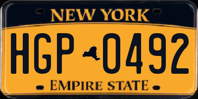 NY license plate HGP0492