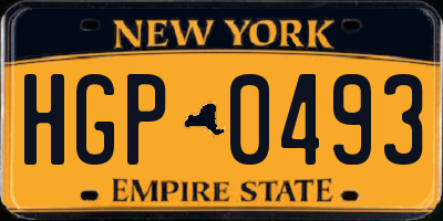 NY license plate HGP0493