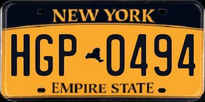 NY license plate HGP0494