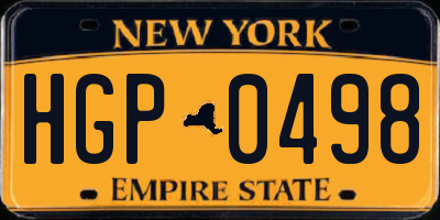 NY license plate HGP0498