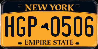 NY license plate HGP0506