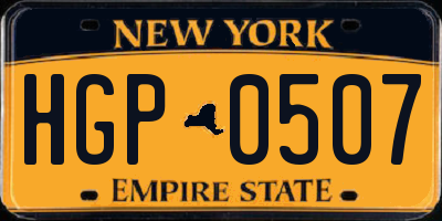 NY license plate HGP0507