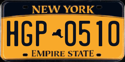 NY license plate HGP0510