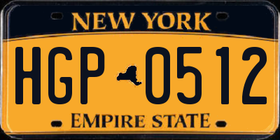 NY license plate HGP0512