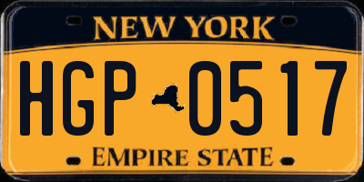 NY license plate HGP0517