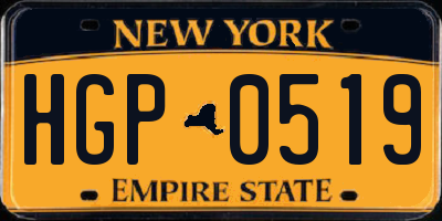 NY license plate HGP0519