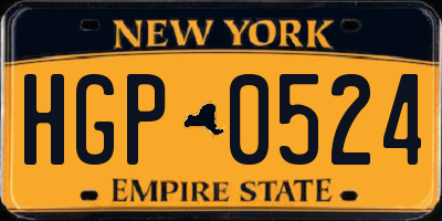 NY license plate HGP0524