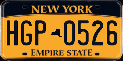 NY license plate HGP0526