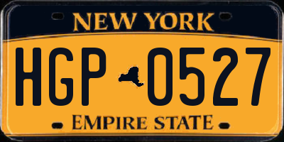 NY license plate HGP0527