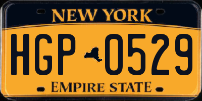 NY license plate HGP0529