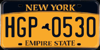 NY license plate HGP0530