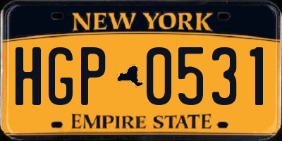 NY license plate HGP0531