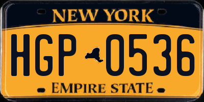 NY license plate HGP0536