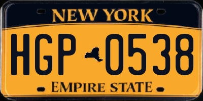 NY license plate HGP0538