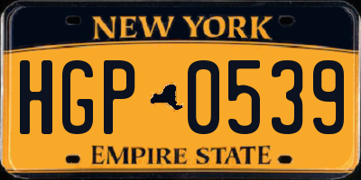 NY license plate HGP0539