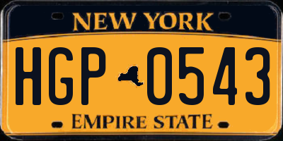 NY license plate HGP0543