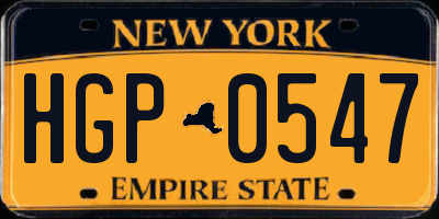 NY license plate HGP0547