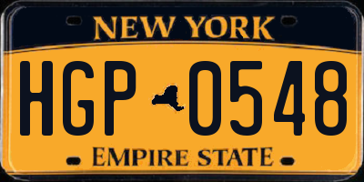 NY license plate HGP0548