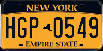 NY license plate HGP0549