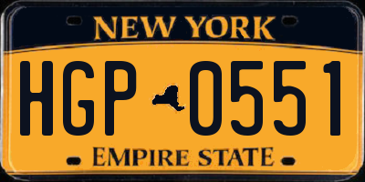 NY license plate HGP0551