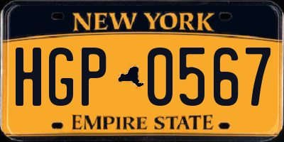 NY license plate HGP0567