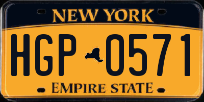 NY license plate HGP0571