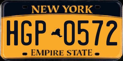 NY license plate HGP0572