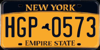 NY license plate HGP0573