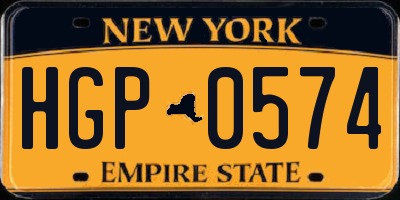 NY license plate HGP0574