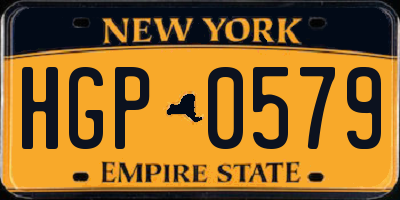 NY license plate HGP0579