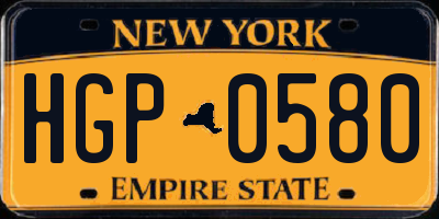 NY license plate HGP0580