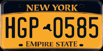 NY license plate HGP0585