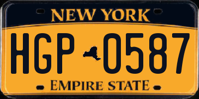 NY license plate HGP0587