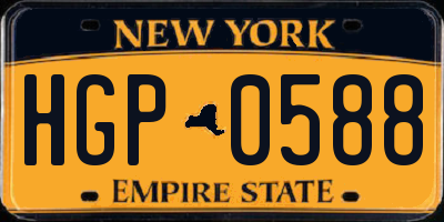 NY license plate HGP0588