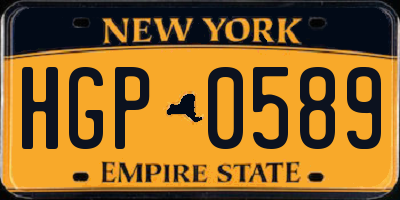 NY license plate HGP0589