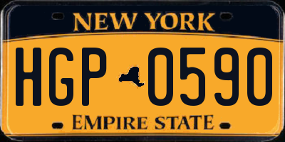 NY license plate HGP0590