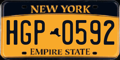 NY license plate HGP0592