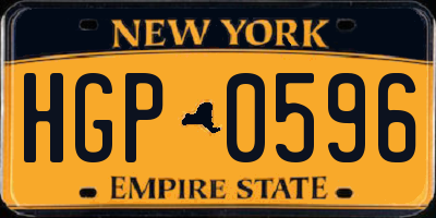 NY license plate HGP0596