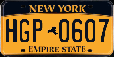 NY license plate HGP0607